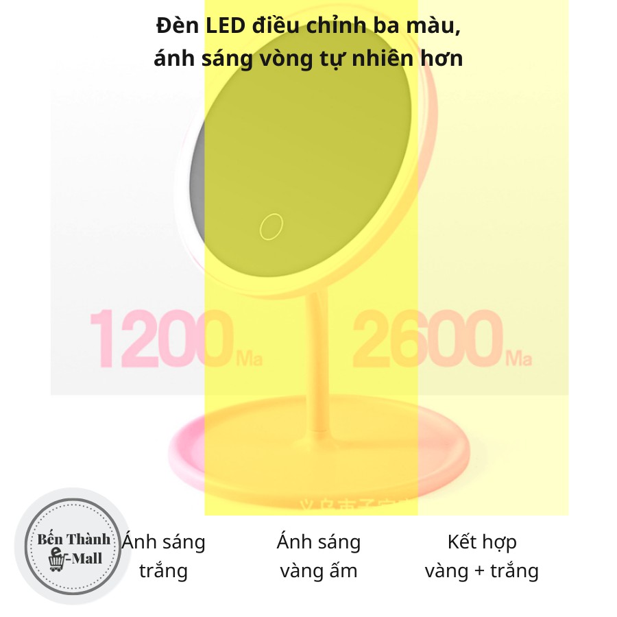 Gương trang điểm LED MAKE [Cám ứng - 1 hoặc 3 màu ánh sáng]