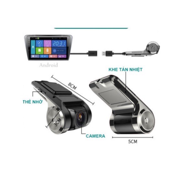 [BH 12 THÁNG] Camera Ô Tô - Camera Hành Trình chính hãng ONTEK U2 Cho Xe Ô Tô Tích Hợp Màn Hình Android - Cổng USB