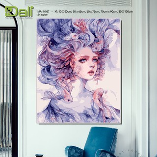 Tranh treo tường tự tô màu số hóa DALI Tiên nữ người cá N057