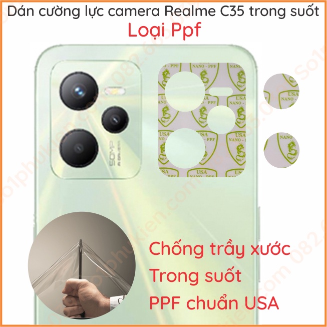Dán camera Realme C35 / Narzo 50A Prime loại nano, ppf trong suốt, decal nhôm chống xước bảo vệ cam