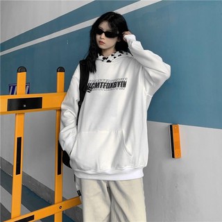 [Sẵn] Áo hoodie nỉ nam nữ viền bông họa tiết bò sữa ở mũ cá tính đen và trắng