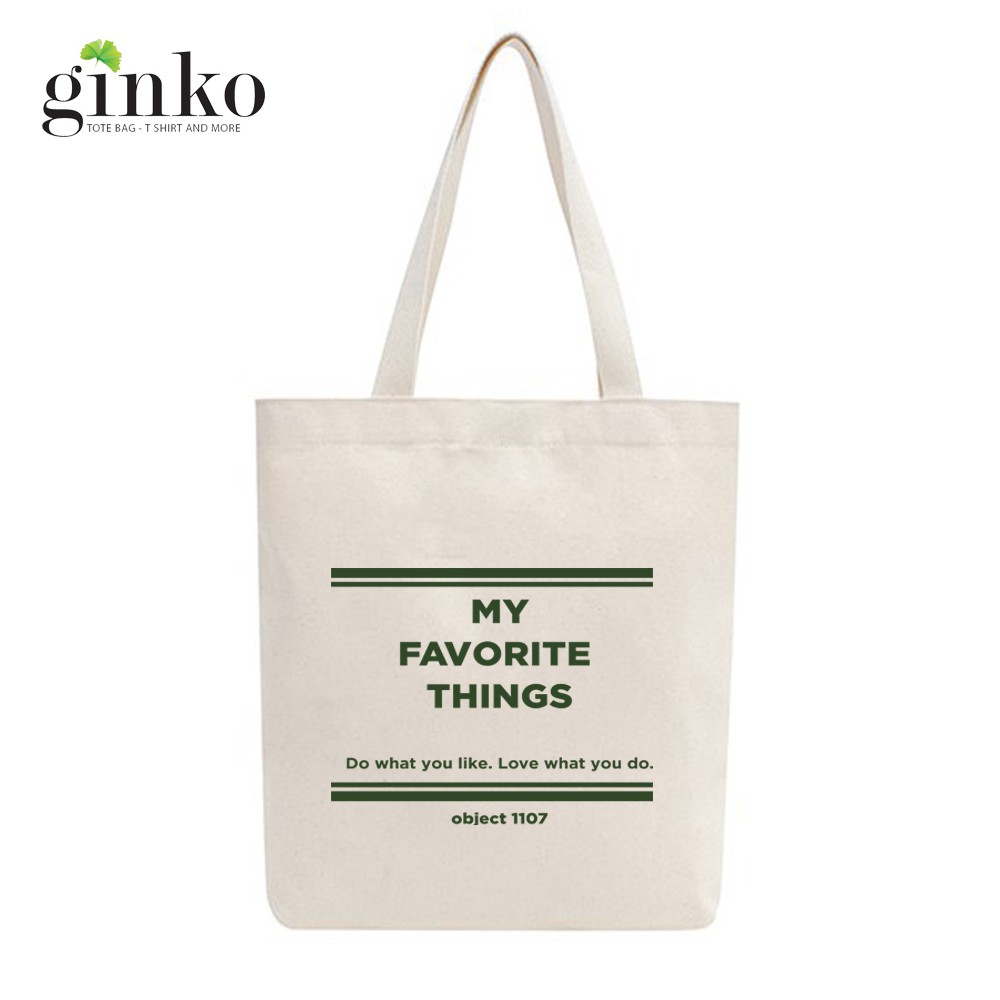 Túi Tote Vải Mộc GINKO Dây Kéo In Hình My Favorite Things M07