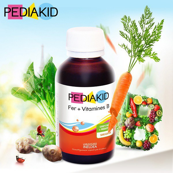 Siro Pediakid Fer Vitamines B - bổ sung Sắt và các Vitamin nhóm B Cho Trẻ Từ 6 Tháng Tuổi Pháp