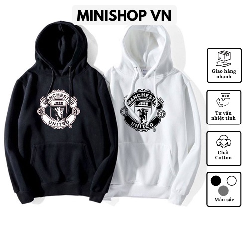 Áo nỉ hoodie nam nữ CLB Manchester United chất nỉ bông dày ấm mềm mịn dáng rộng thoải mái