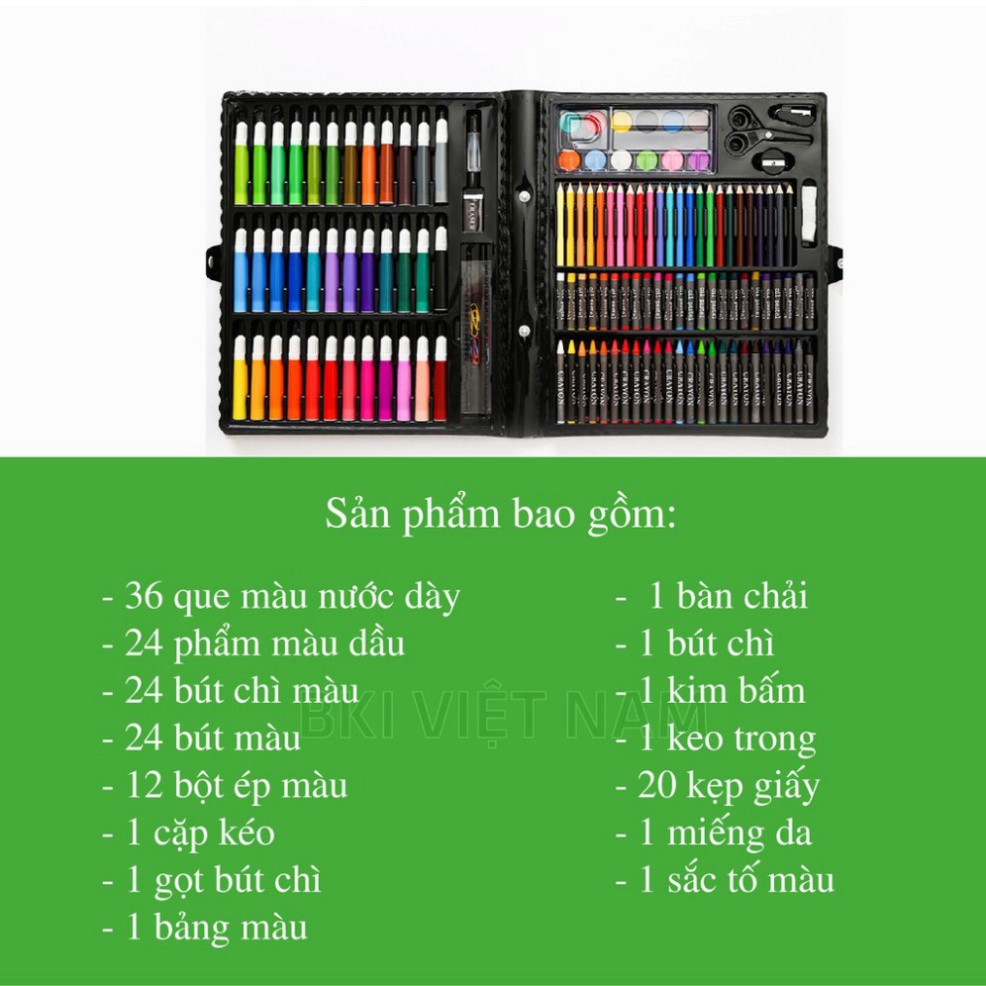 Hộp Bút Màu 150 Chi Tiết Cho Bé, Bộ Màu Vẽ Đa Năng 150 Món | (HO2)