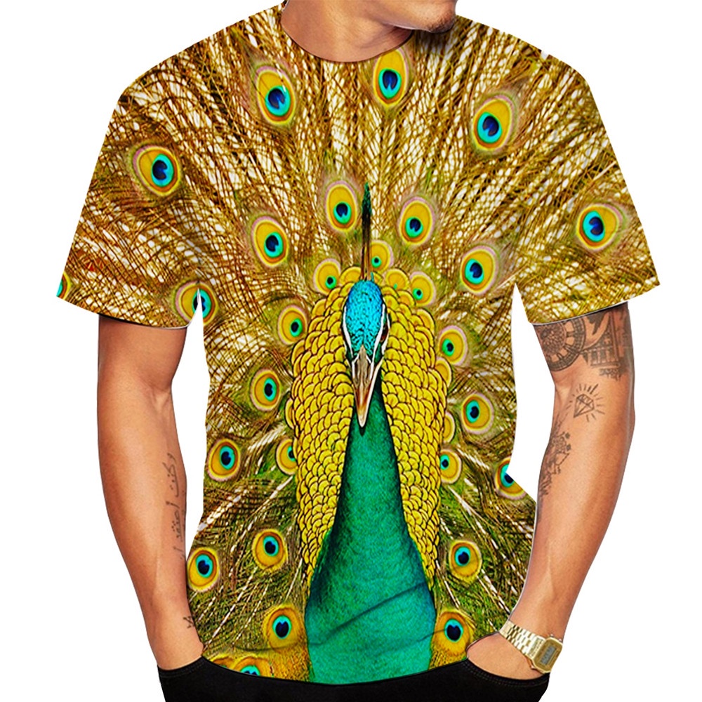 Áo Thun Tay Ngắn In Hình Con Công 3D Thời Trang Mùa Hè Cỡ XS-6XL Cho Nam Và Nữ