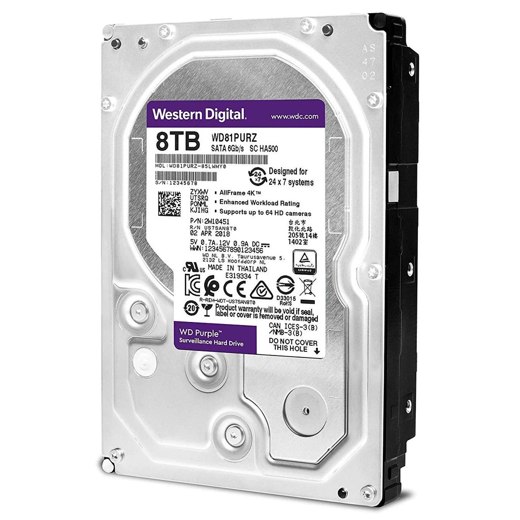 Ổ CỨNG HDD WD TÍM PURPLE 8TB CHUYÊN DÙNG CHO ĐẦU GHI CAMERA, MÁY TÍNH PC,.. BẢO HÀNH 2 NĂM