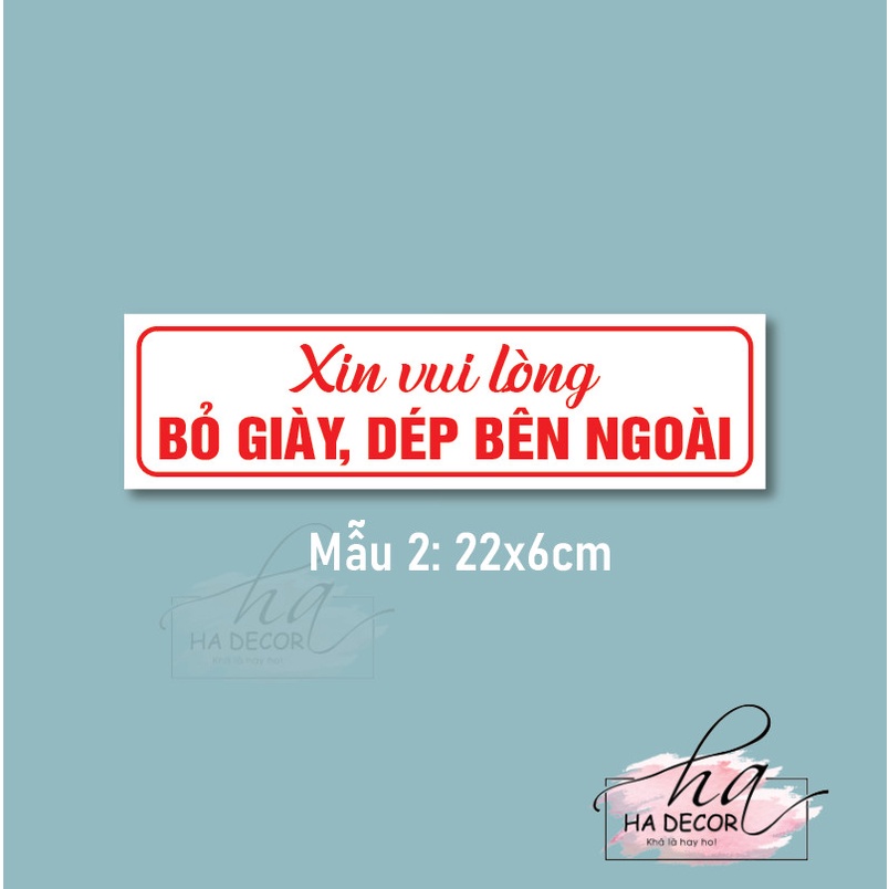 Sticker nhắc nhở bỏ giày dép bên ngoài