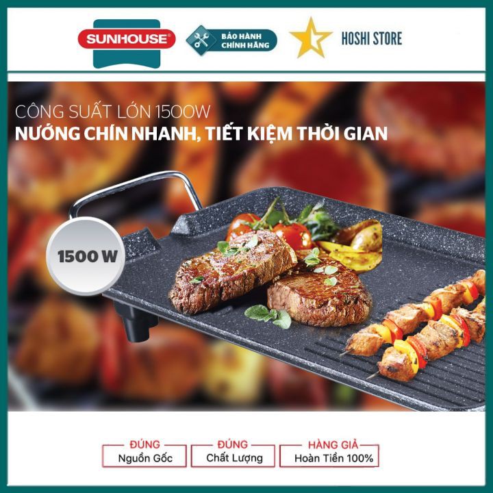 Bếp nướng điện chính hãng Sunhouse SHD 4607, không tạo khói, nướng chín nhanh, tiết kiệm điện