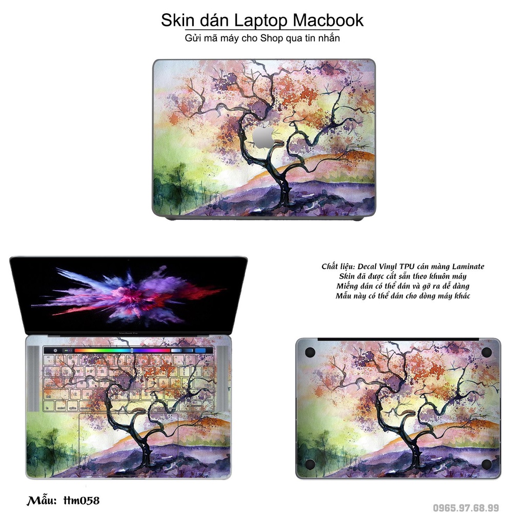 Skin dán Macbook mẫu Tranh thủy mặc (đã cắt sẵn, inbox mã máy cho shop)