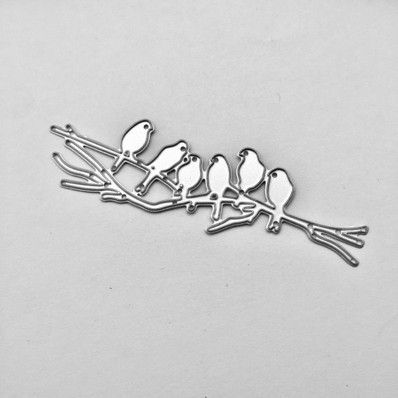 Khuôn Cắt Giấy Kim Loại Hình Chú Chim Trên Cành Cây Xinh Xắn