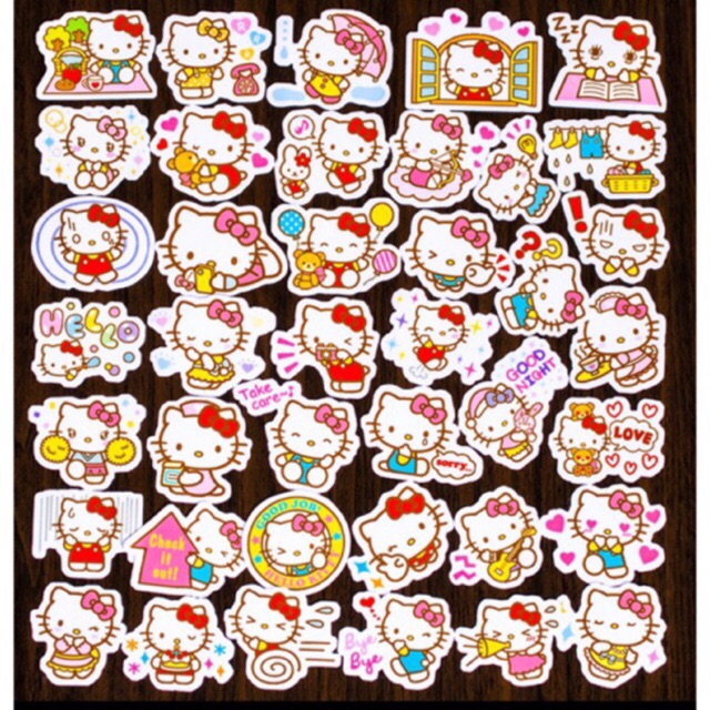 Set 40 sticker nhựa phản quang Doremon, Kitty, Stitch, Marvel,.. size 2-3cm