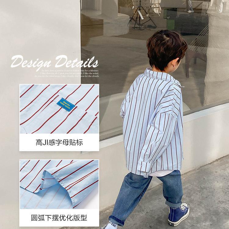 Áo Sơ Mi Cotton Tay Dài Họa Tiết Kẻ Sọc Thời Trang Xuân Thu 2022 Cho Bé Trai