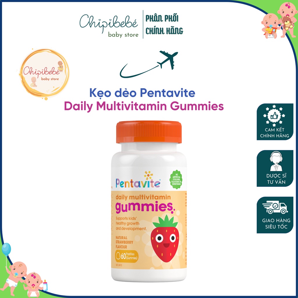 Kẹo dẻo Pentavite Daily Multivitamin Gummies 60 viên- Chính hãng ÚC