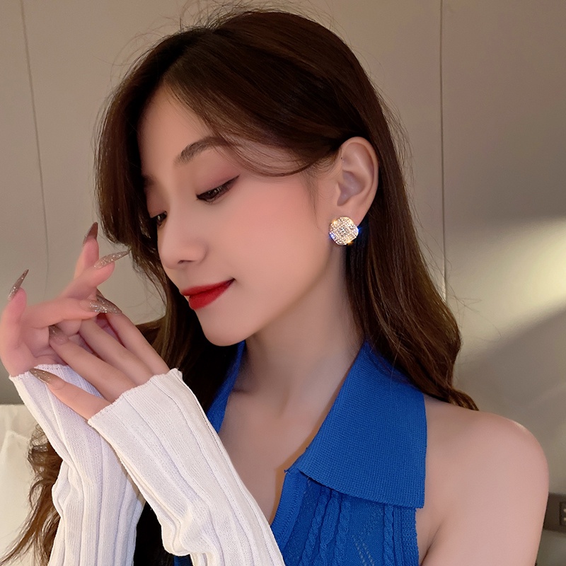 Bông Tai Mạ Bạc 925 Hình Vuông Đính Đá Và Ngọc Trai Thời Trang