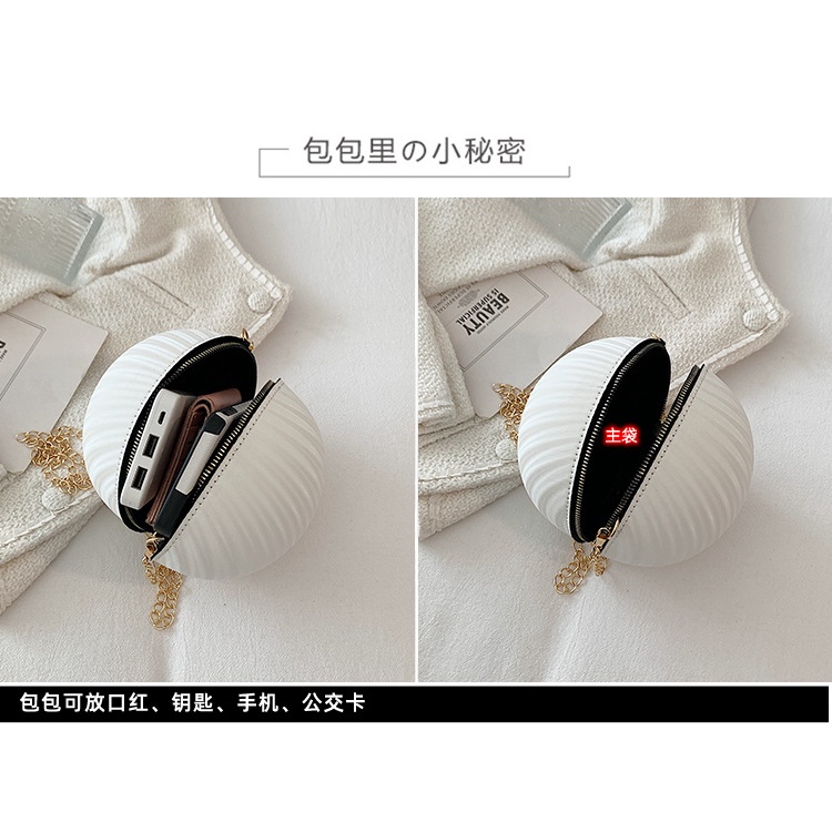 Túi Đeo JASMIN NOIR Chéo Hình Tròn Họa Tiết Kẻ Sọc Phối Dây Xích Thời Trang Cho Nữ
