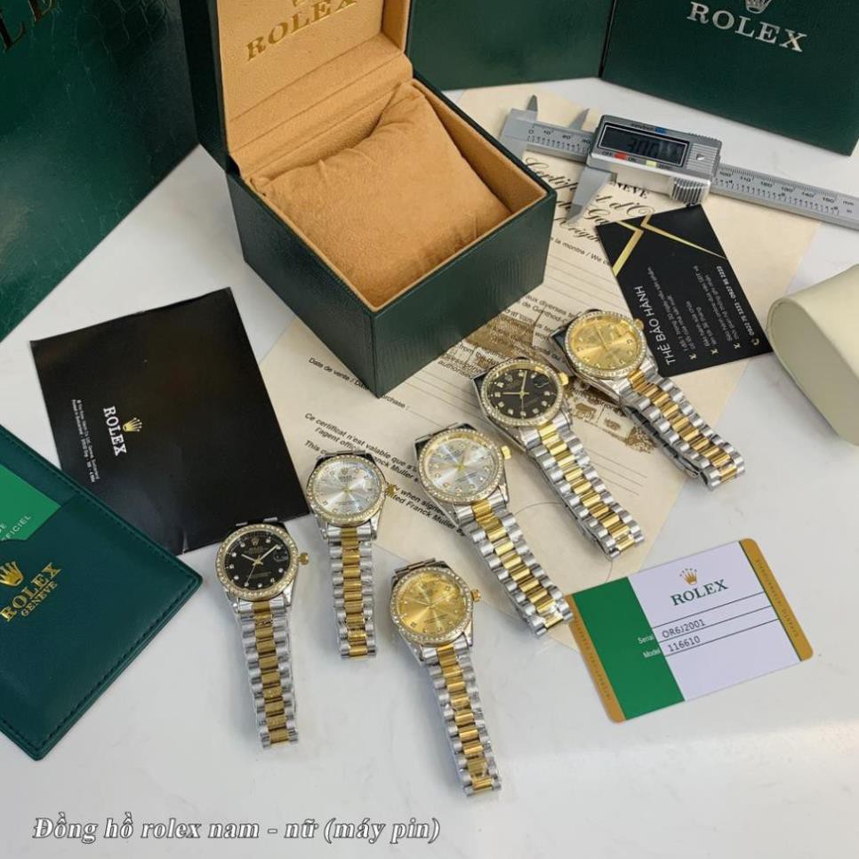 [Video thật] Đồng hồ nam nữ Rolex - unisex viền đá dây kim loại chống nước - DH505 | BigBuy360 - bigbuy360.vn