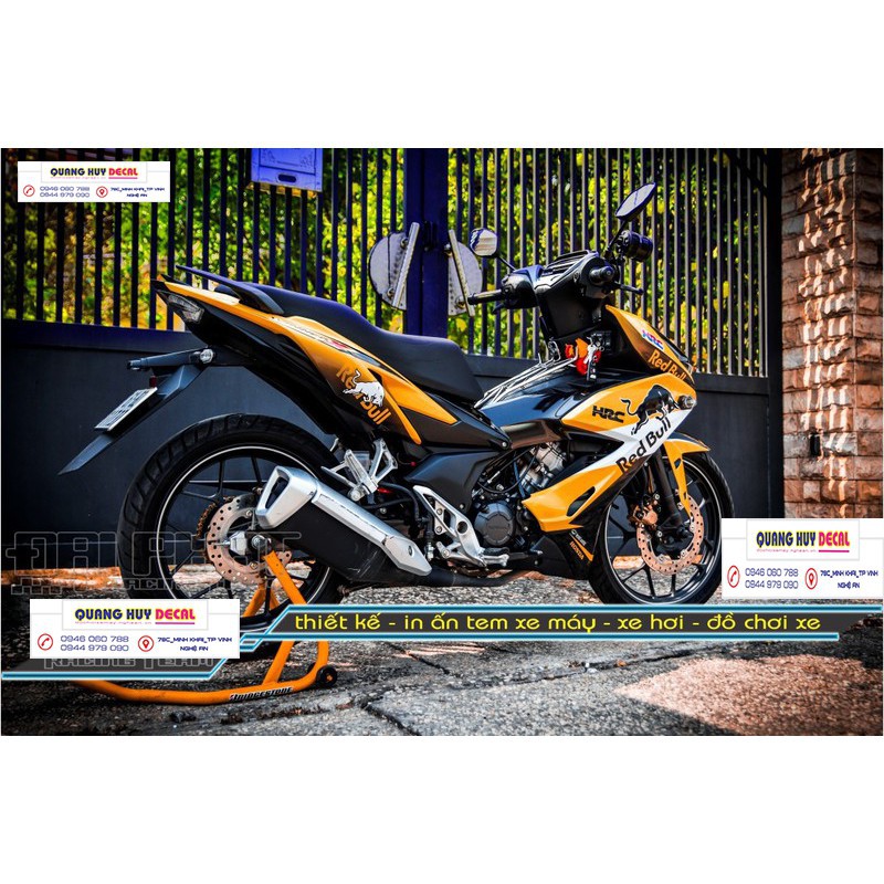 Tem trùm xe Winner X cam đen redbull, độ thiết kế team dán phủ decal xe máy giá rẻ đẹp