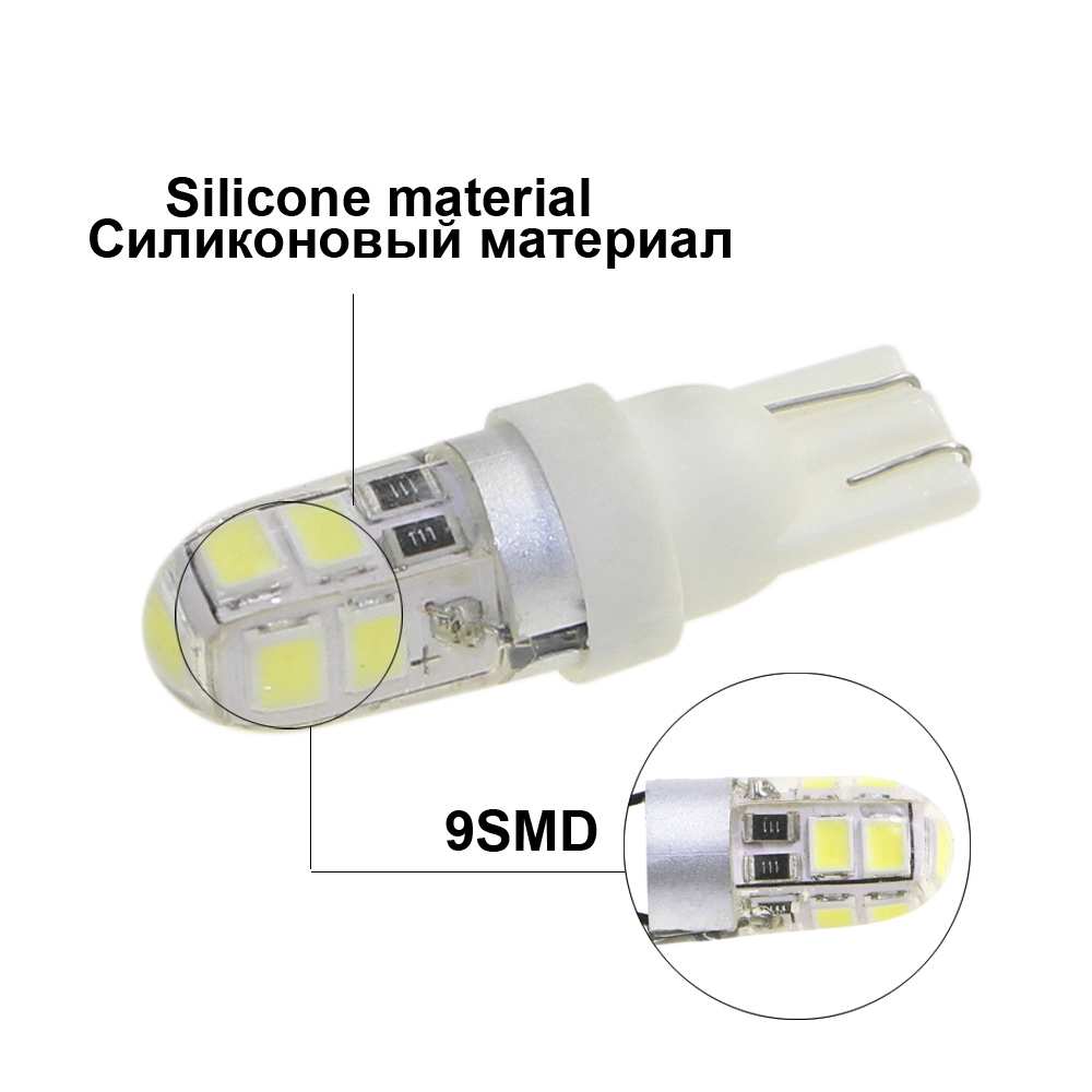 KEIN 1 CÁI W5W LED t10 9smd Đèn xe 194 2835 Đèn tín hiệu chiếu sáng nội thất Đèn biển số 12V yellow red white blue red crystal blue