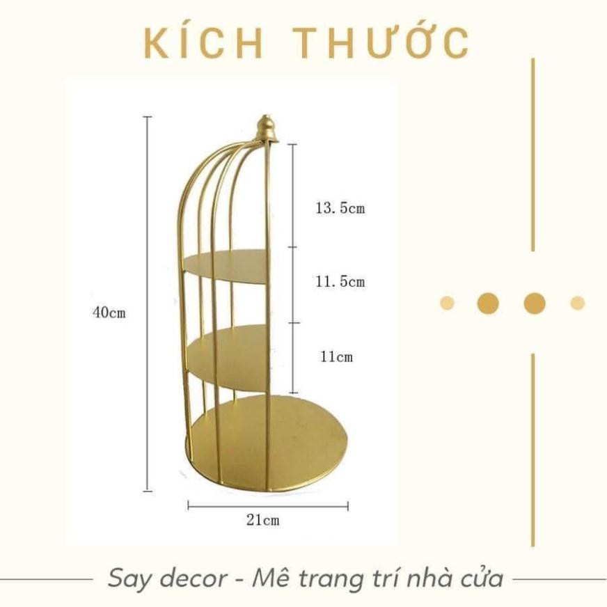 KỆ MỸ PHẨM LỒNG CHIM TRƯNG BÀY MĨ PHẨM ĐỂ BÀN 3 TẦNG