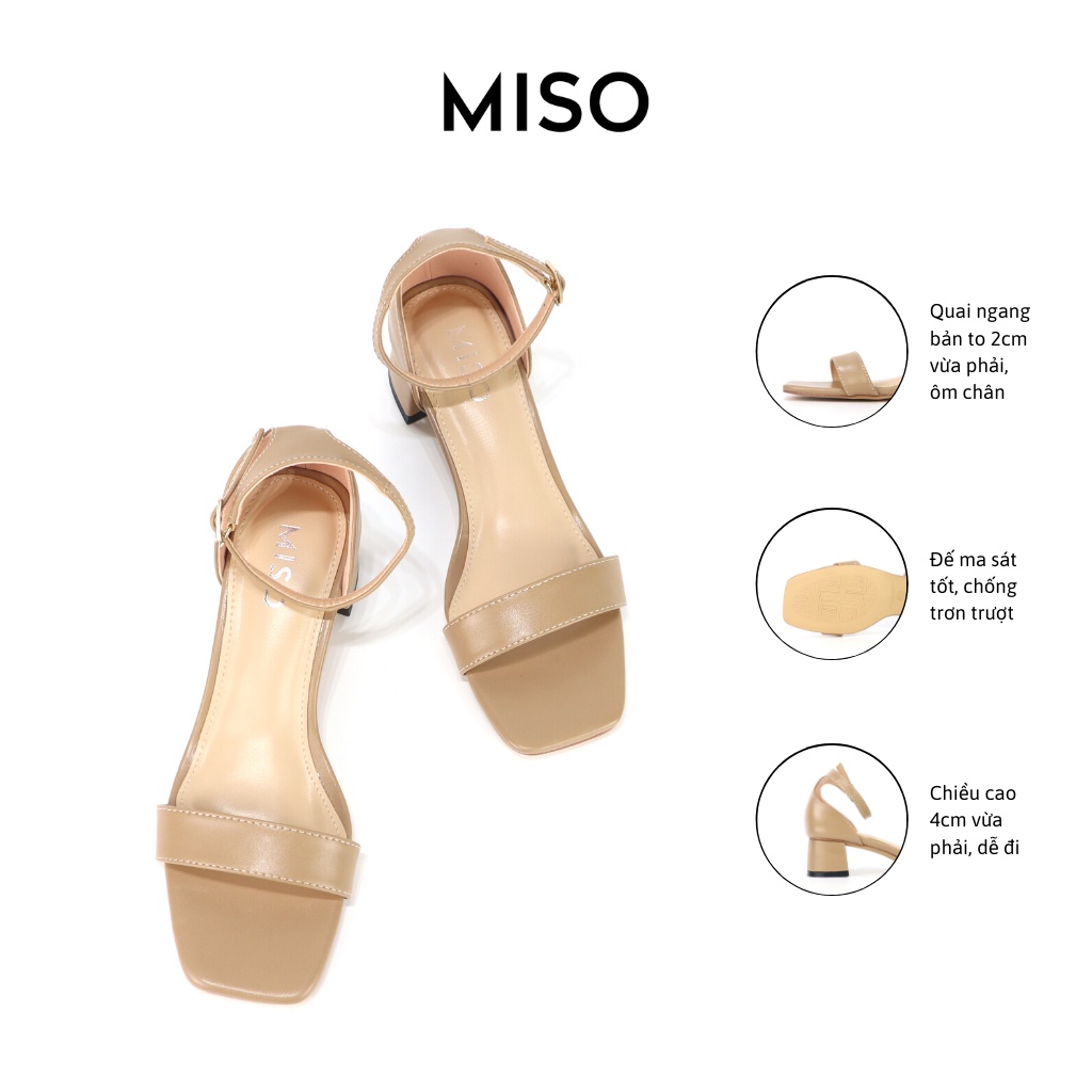 Giày sandal nữ quai ngang basic bít hậu cao 4cm đơn giản tiện lợi đi làm đi chơi Miso M040