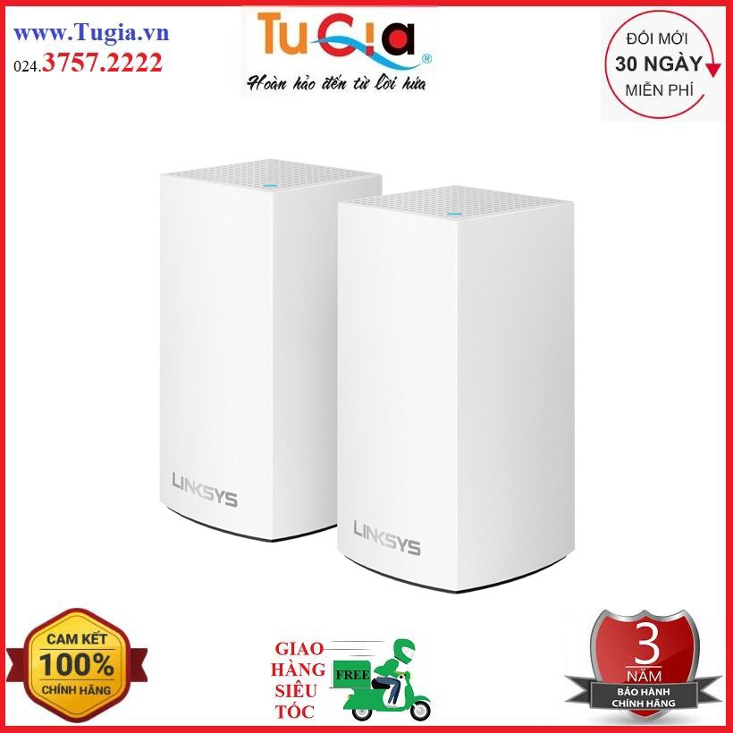 Bộ thu phát Linksys Velop WHW0102AH DualBand 2 Pack AC2600Mbps Hàng chính hãng