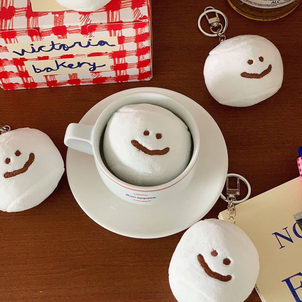 1 Móc Khóa Hình Ly Cà Phê Mặt Cười Mềm Mại Dễ Thương