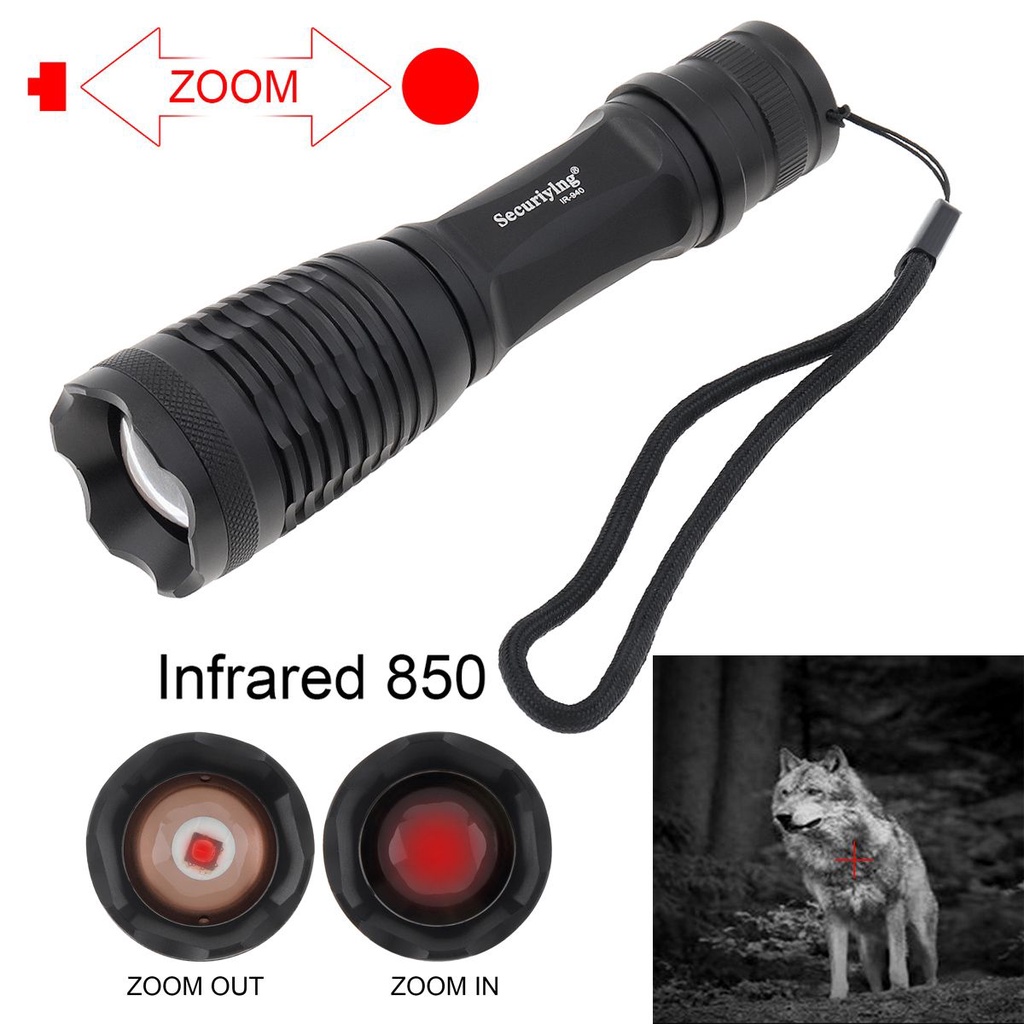 Đèn Pin Hồng Ngoại E6 IR 850nm Hỗ Trợ Tầm Nhìn Ban Đêm Dùng Pin AAA