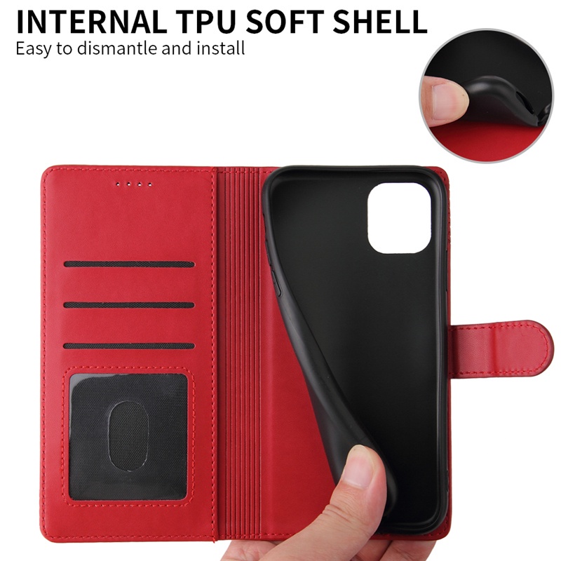Ốp Điện Thoại Da Kiểu Ví Lật Có Ngăn Thẻ Cho IPhone 14 13 12 Mini 11 Pro Xs Max XR