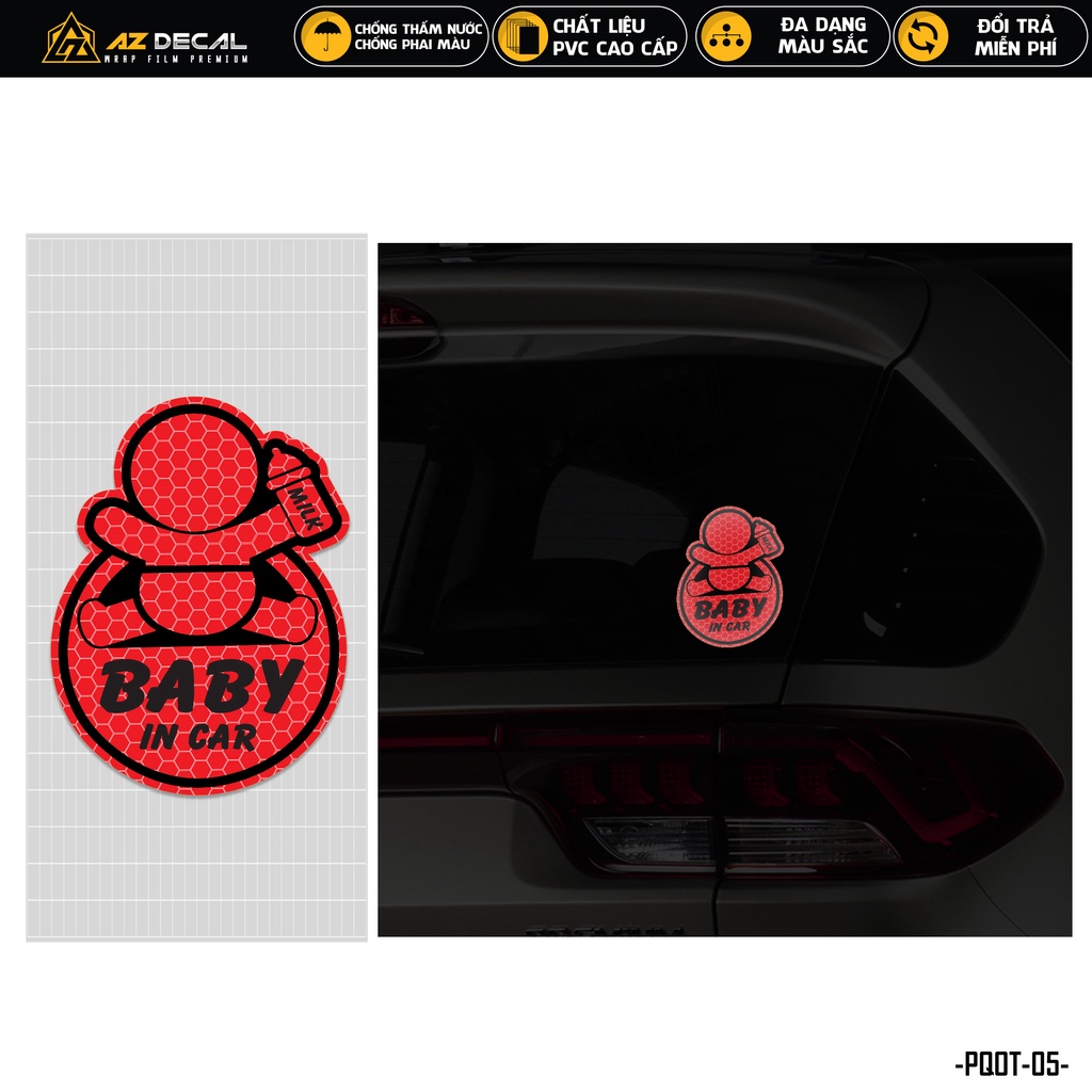 Tem Phản Quang Ô Tô Baby In Car | PQOT-05 | Decal Dán Kính Sau Kính Lái Cửa Sau Cửa Trước Xe Hơi Oto Taxi ...