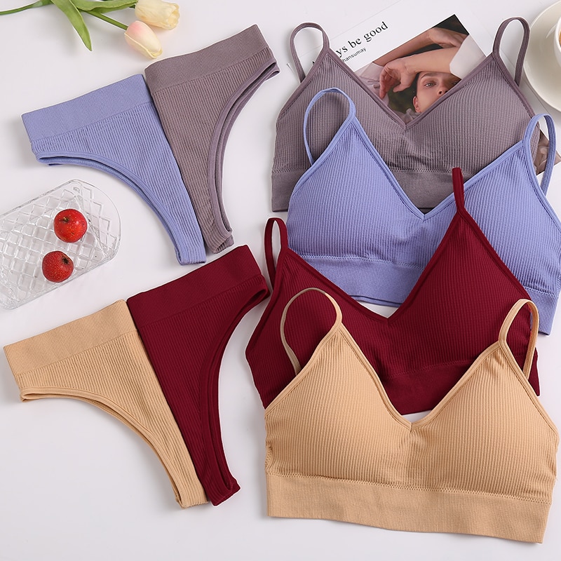 Bộ đồ lót nữ FINETOO áo croptop không đường may thể thao gợi cảm (có thể mua lẻ)