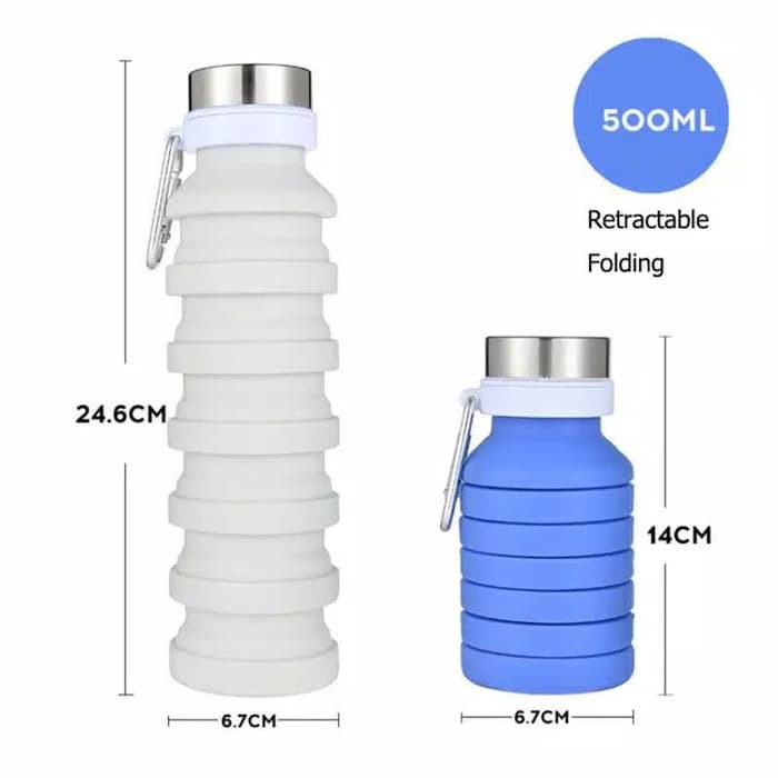 Rirideva1213 Bình Nước 500ml Bằng Silicon Có Thể Thu Gọn Tiện Dụng