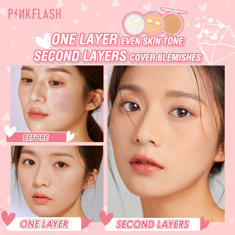 (hàng Mới Về) Phấn Phủ Dạng Nén Màu Lì Nhẹ Nhàng Kiềm Dầu Pinkflash F06