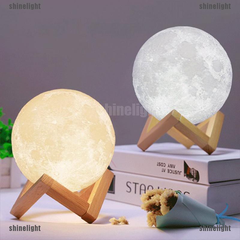 [Shine] rechargeable touch switch 3d print moon lamp led night light home creative decor [LT]