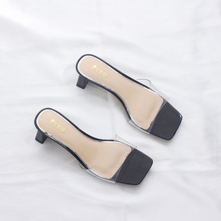 Guốc Nữ 4cm Mũi Vuông Quai Mica Trong X453