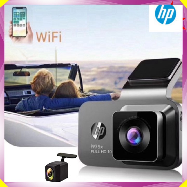 Camera hành trình ô tô thương hiệu cao cấp HP tích hợp camera lùi Wifi GPS f975x - Hàng Nhập Khẩu Chính Hãng