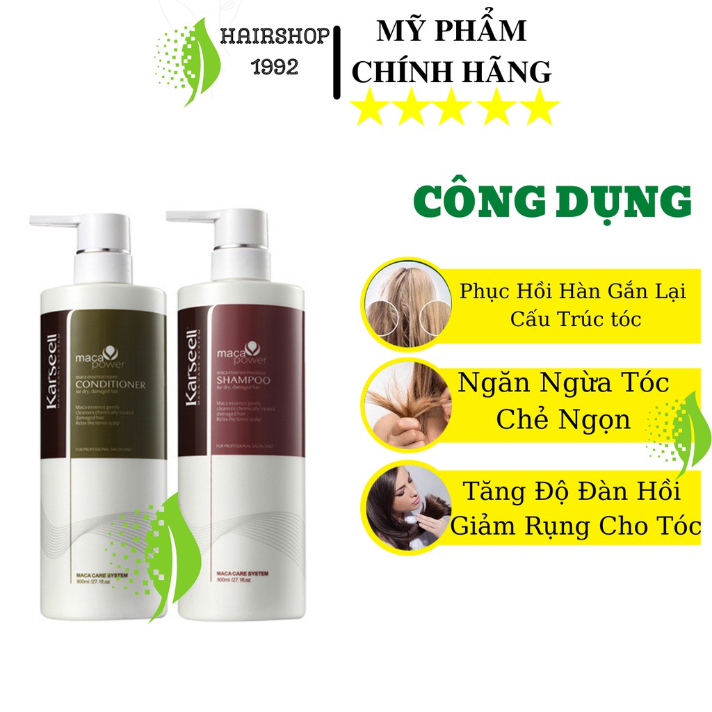 Cặp Dầu Gội Dầu Xả Karseell Colagen Siêu Mềm Mượt Siêu Phục Hồi Cho Tóc Khô Xơ Hư Tổn Nặng |Bộ dầu gội xả 800ml * 2