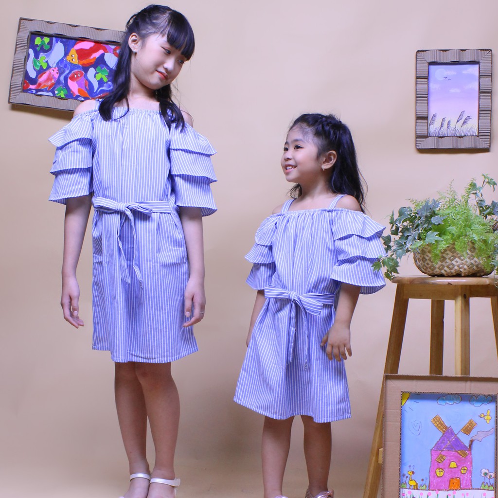 Đầm hai dây rớt vai tay phồng dễ thương cho bé gái, chất liệu cotton mềm mại, mát mẻ, thoáng mát mồ hồ tphcm- Jadiny