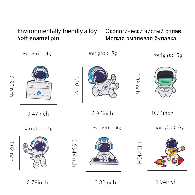 Ghim Cài Áo Hình Phi Hành Gia/Mặt Nạ/Cà Phê/Túi Xách/Giày/Túi Xách Độc Đáo Xinh Xắn