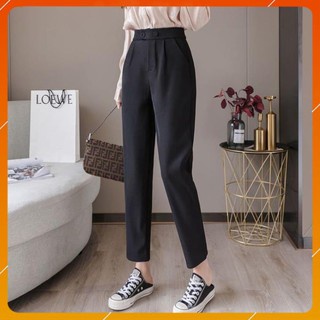[FREE SHIP]Quần vải nữ baggy Công Sở lưng Cao 2 Khuy Bấm - Quần Tây Nữ Lưng Cao Vải Tuyết Mưa đi làm đi học sinh đi học