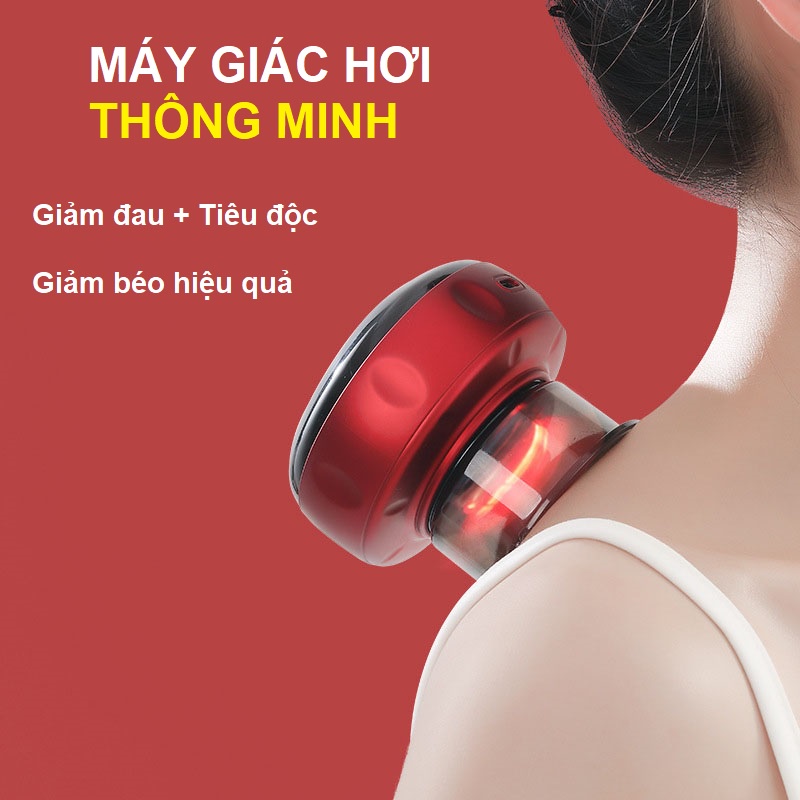 Máy massage giác hơi Pin sạc - Áp suất âm + Nhiệt giúp tuần hoàn máu, giảm mỡ thừa, giảm đau cơ