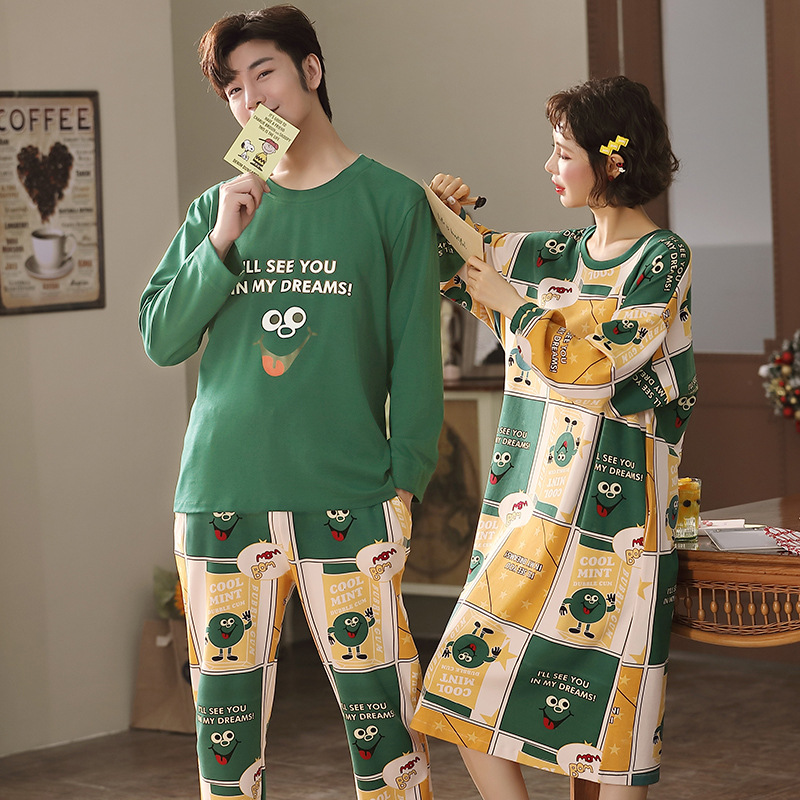 áo nữ đồ bộ pyjama Đồ mặc nhà Pijama Bộ Đồ Ngủ Vải Phi Bóng Phong Cách Hàn Quốc Gợi Cảm Cho Cặp Đôi Đồ ngủ đôi đồ mặc nhà thu đông lụa cặp đôi cao cấp nam