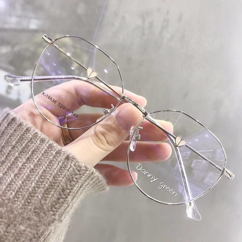 Mắt Kính Form tròn đính Trái tim có thể thay tròng Hot Trend Siêu Dễ Thương - Hata24h
