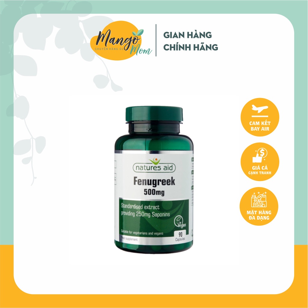 - Cỏ Ca Ri Fenugreek Natures Aid 500mg 90v của Anh - Viên Uống Lợi Sữa cho mẹ sau sinh