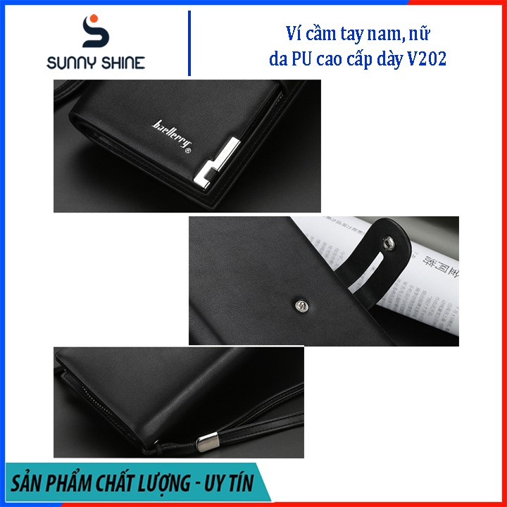 Ví cầm tay nam, nữ da PU, ví đen, nâu dự tiệc sang trọng, nhiều ngăn thẻ và đựng tiền, da cao cấp V202 | BigBuy360 - bigbuy360.vn