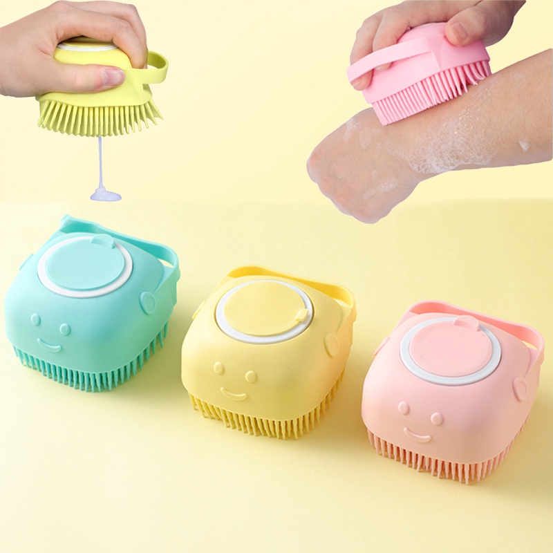 Lược gội đầu sillicon gai mềm có ngăn đựng xà phòng tiện dụng