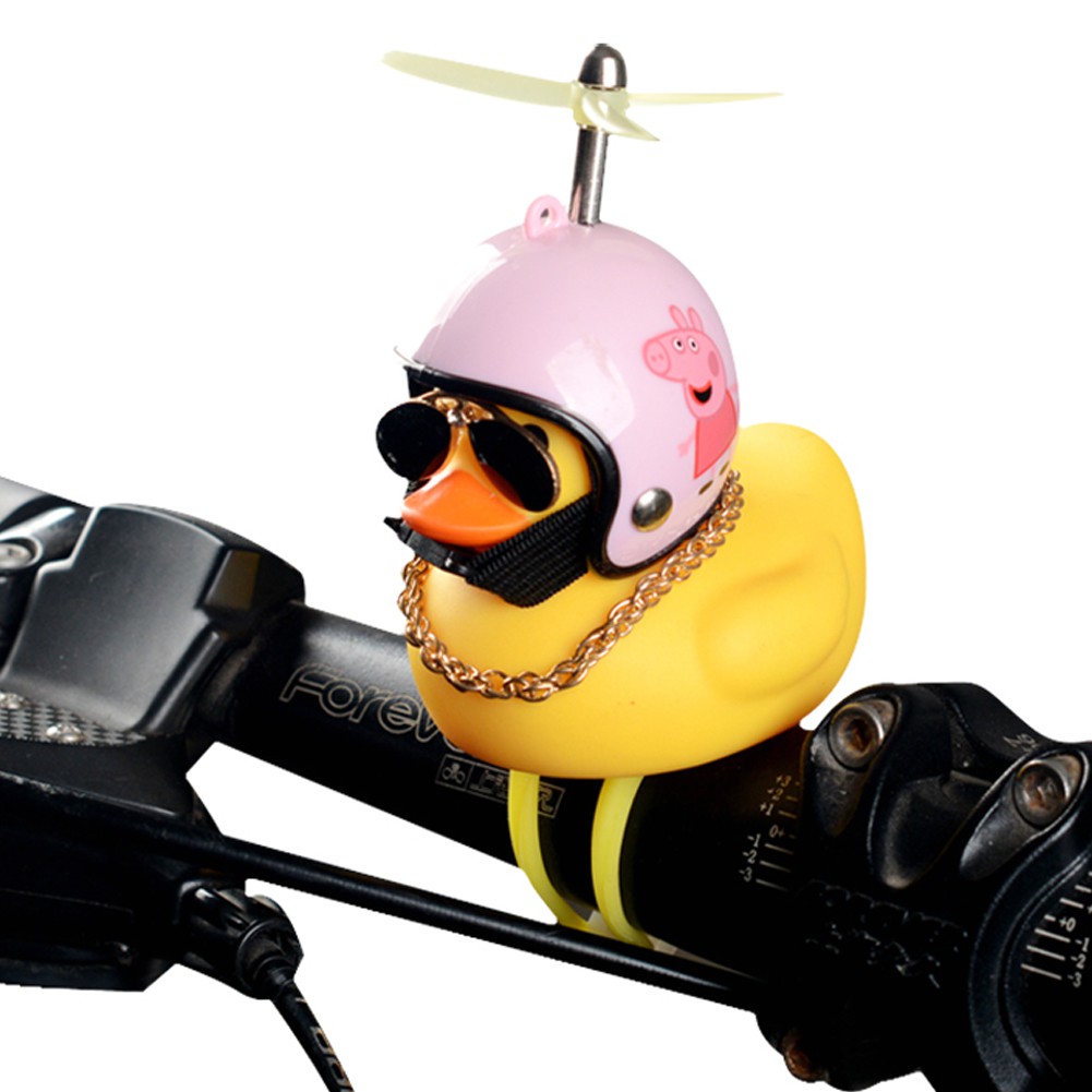 Phụ kiện trang trí xe đạp hình vịt đội mũ bảo hiểm dễ thương