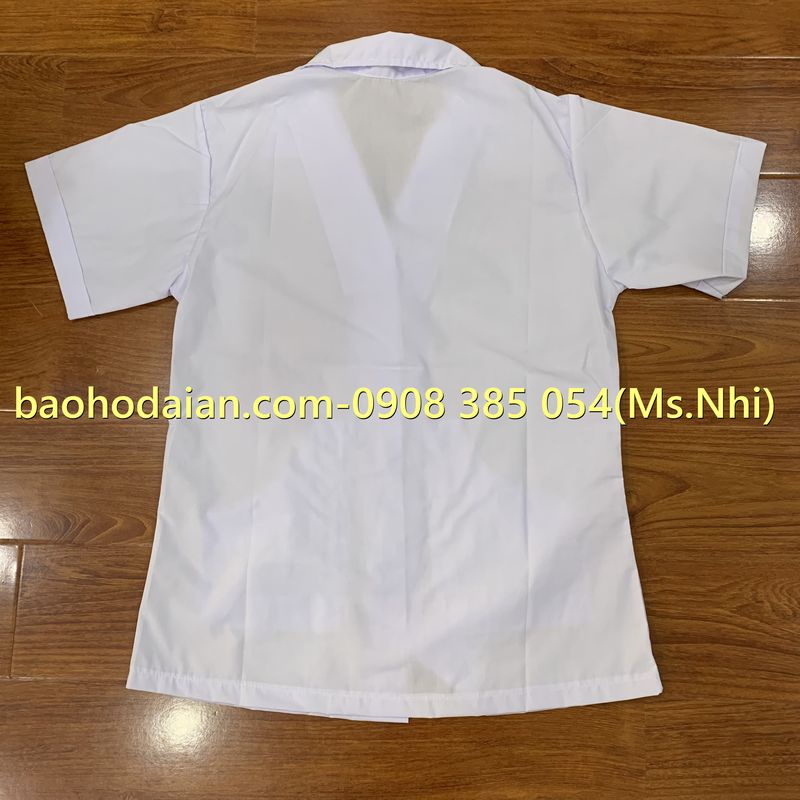 Áo tạp vụ ngắn tay dành cho nữ lao công chất liệu vải lon Nhật- Hình thật