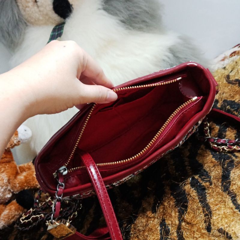 🐩Túi xách Dáng Hobo size 20🐩màu đỏ da thật phối dạ