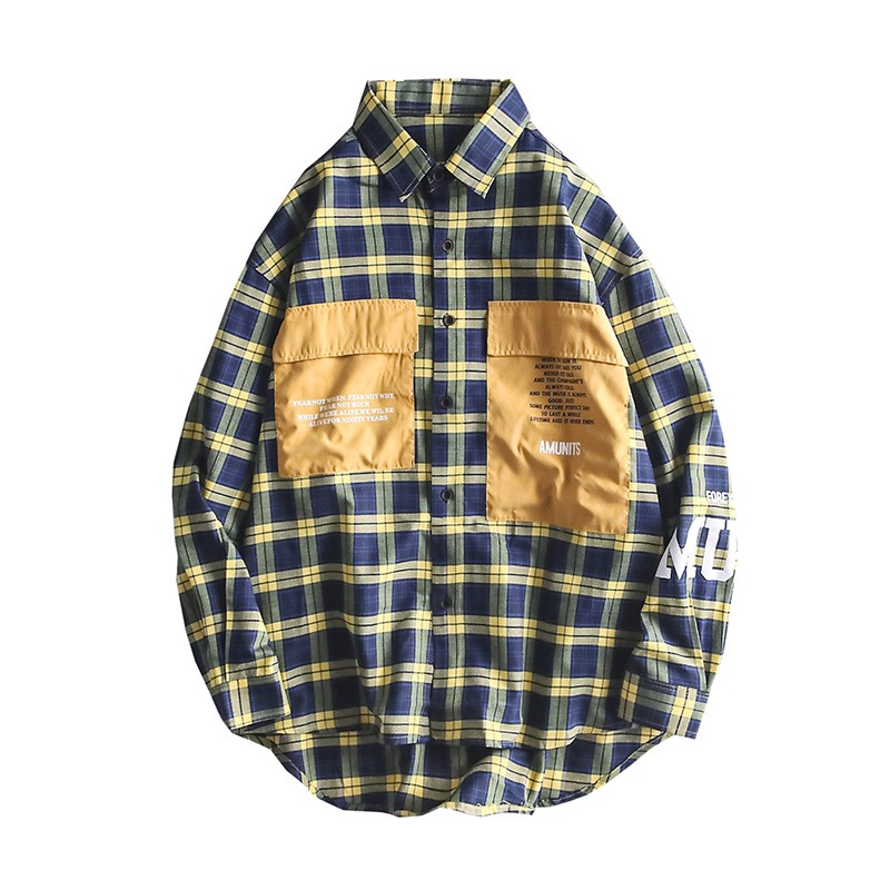 Áo sơ mi tay dài dáng rộng kẻ sọc phối túi lớn cá tính cho nam | BigBuy360 - bigbuy360.vn